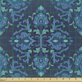 thumbnail image 2 of Ambesonne Purple Fabric by the Yard Microfiber, Oriental Damask Illustration, 5 Yards, Indigo Sea Blue Turquoise, 2 of 2