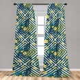 thumbnail image 2 of Hibiscus Window Curtains, Geometric Vibes Exotic Flowers and Leaves on Square Pattern Backdrop, Lightweight Decor 2-Panel Set with Rod Pocket, Pair of - 28"x95", Mustard Teal Fern Green, by Ambesonne, 2 of 3