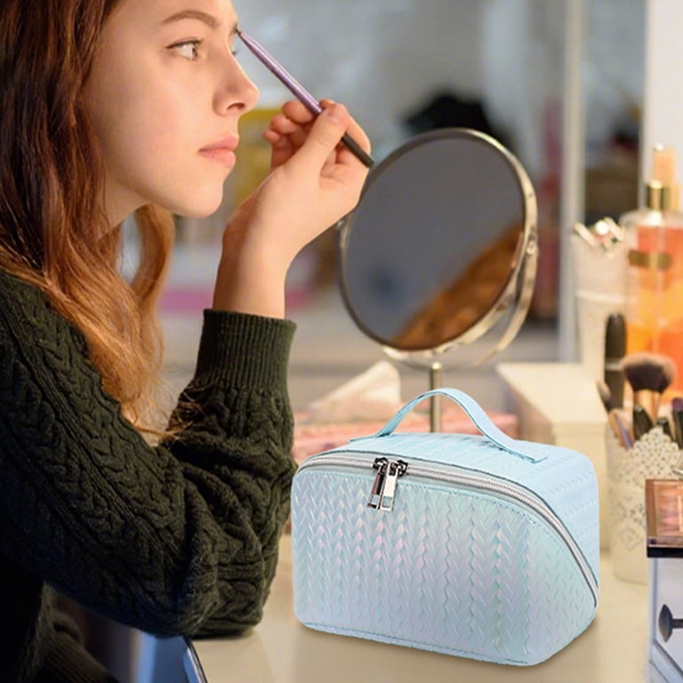 flat makeup travel bag Lay Box and adds a pop of glamour to your beauty routine Puffy Makeup Bag for Women,