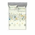 thumbnail image 2 of Ambesonne Modern Fitted Sheet & Pillow Sham Set, Vector Geometric Shapes, Twinxl, Cream Marigold Pale Blue, 2 of 3