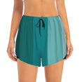 thumbnail image 2 of Gukieu Teal Color Print Women's Sports Shorts with Drawstring Elastic Waistband for Running, Yoga, Fitness-XX-Large, 2 of 7