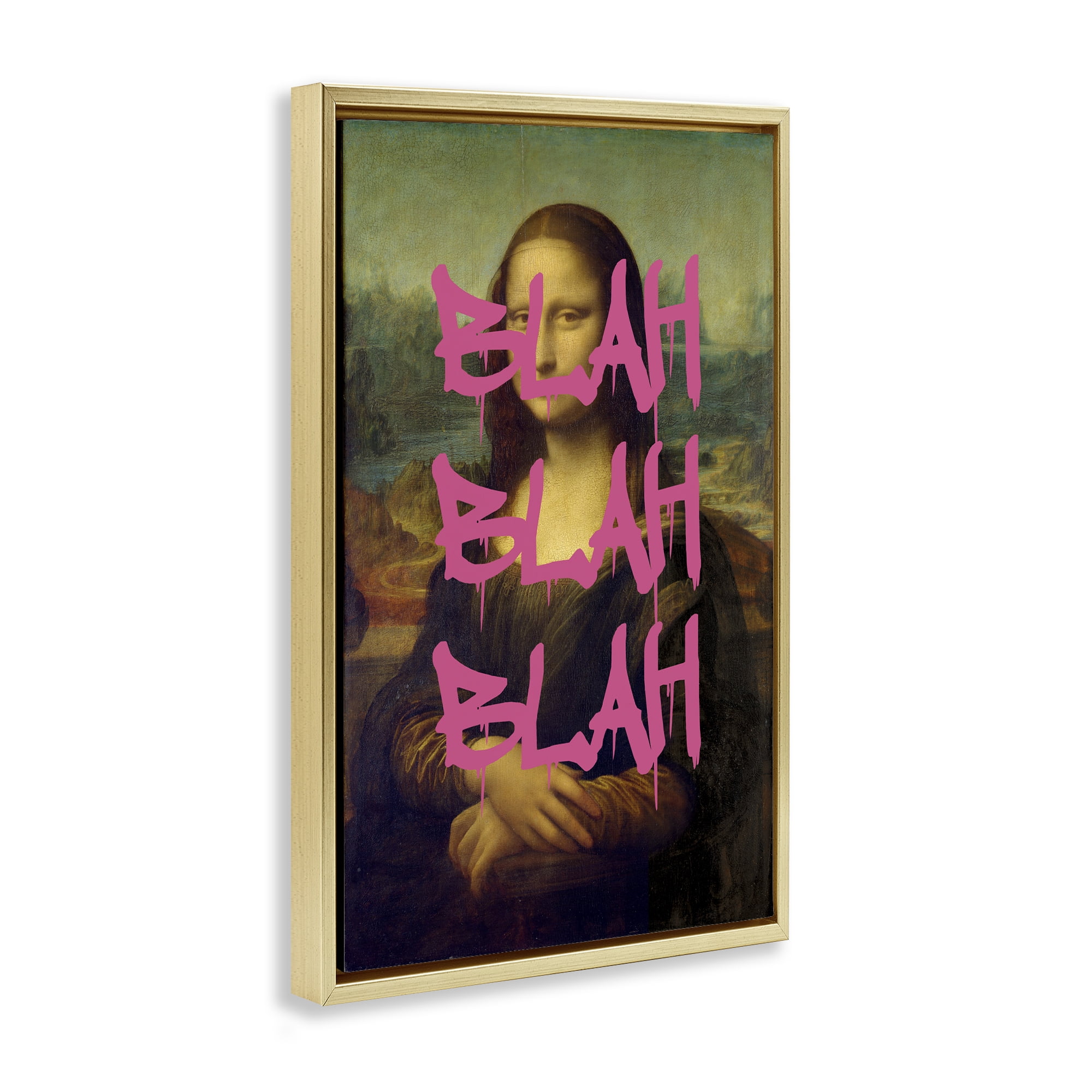 Graffiti Over Mona Lisa Gold Framed Floater Canvas Wall Art, design by Masters Redux
