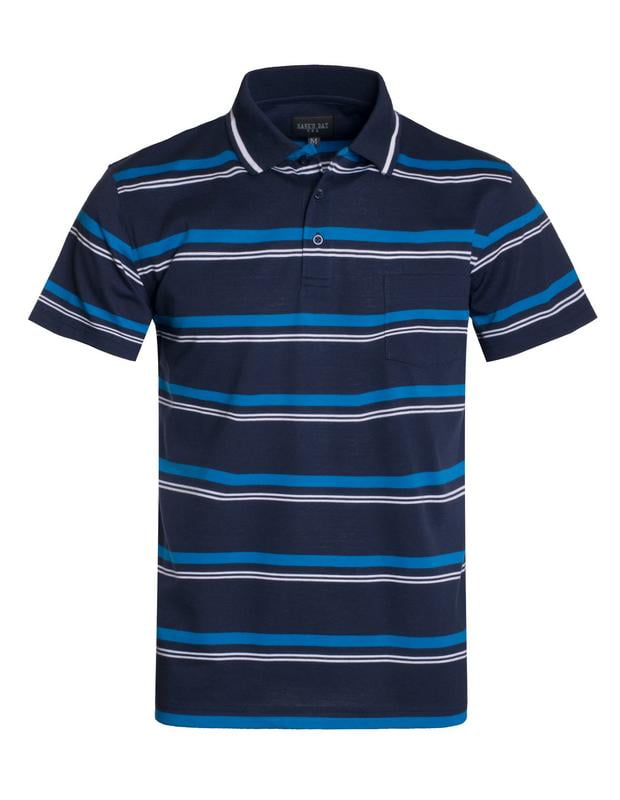 Hawks Bay Men's Stripe Polo Jersey Navy Small