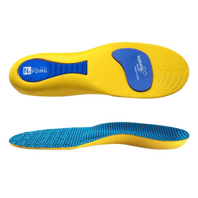 Sport Insoles, Plantar Fasciitis Pain Relief, Soft Sole Shock Absorption, Moisture Wicking Insole Flat Arch Full Cushion Heel Insoles 1 Pair (Yellow, Men 5-5 1/2 | Women 7-7 1/2-(240mm))