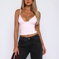 thumbnail image 1 of Gupgi Solid Color Tank Tops for Women Ruched Crop Cami Tops Sleeveless Spaghetti Strap Low Cut Camisole Summer Vest, 1 of 2