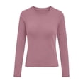 thumbnail image 6 of Fnooota Womens Thermal Tops, Base Layer Long Sleeve Crew Neck Slim Fit Layering Undershirts Pink Size L, 6 of 7