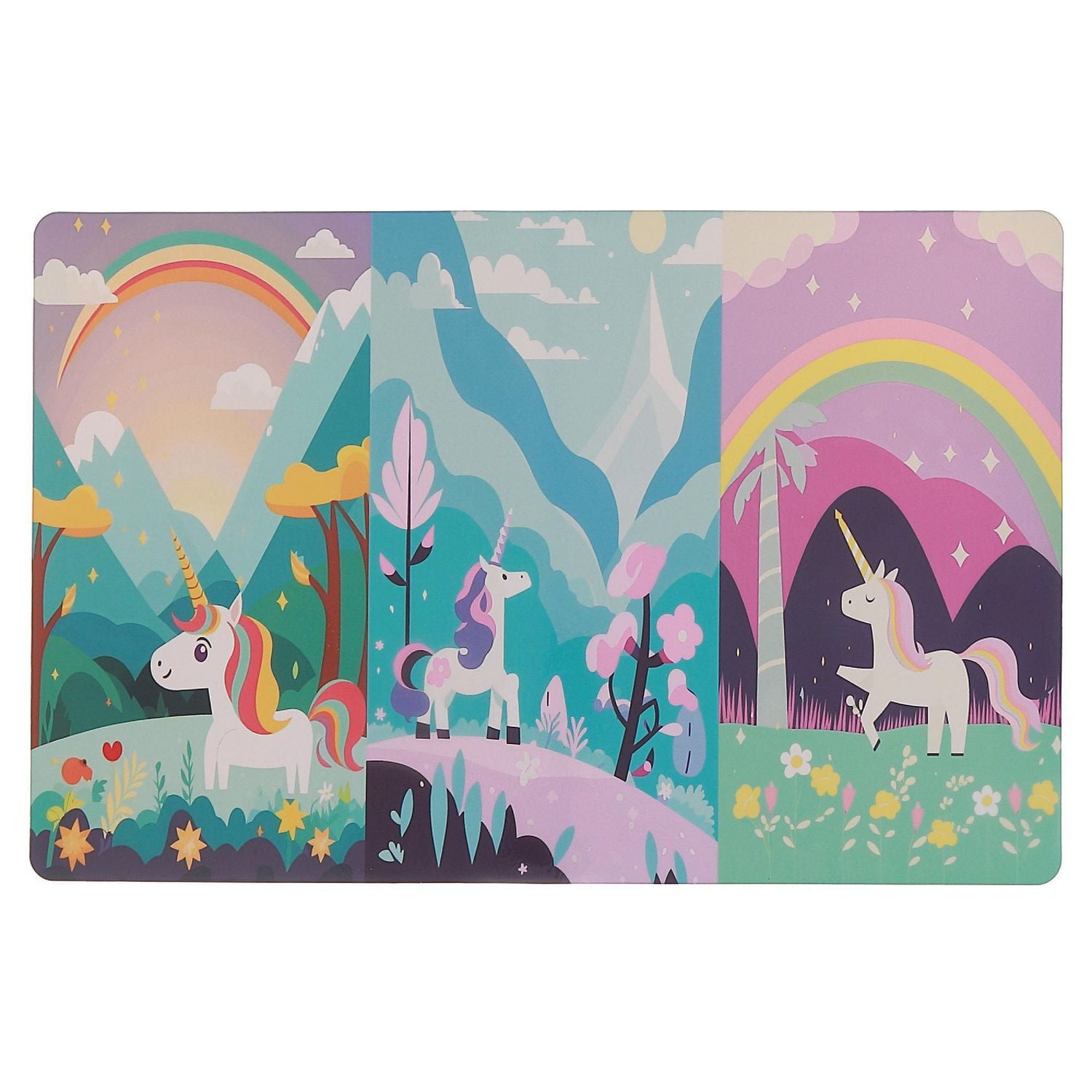 Set De Table En Plastique Licorne Avec Arc-En-Ciel - Lot De 12