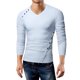 thumbnail image 1 of pstuiky Camisas suaves de manga larga para hombre, Camiseta de manga larga con cuello redondo y botones irregulares de color liso para hombre top de hombre l, 1 of 9