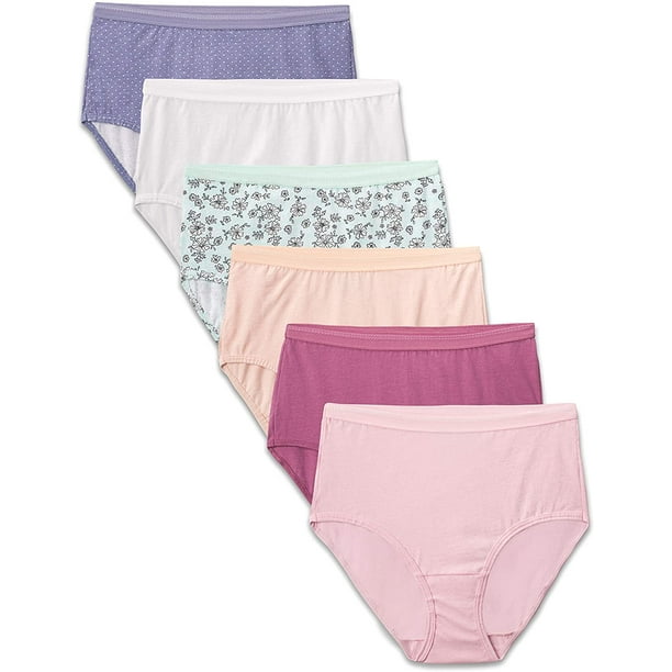 Fruit Of The Loom Womens 6 Pack Tag Free Cotton Brief Panties, 10