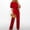 Red, variant on Summer 2024 women jumpsuit dressy Fall/Winter Solid Color Short Sleeved Crewneck Jumpsuit With Belt Jumpsuit