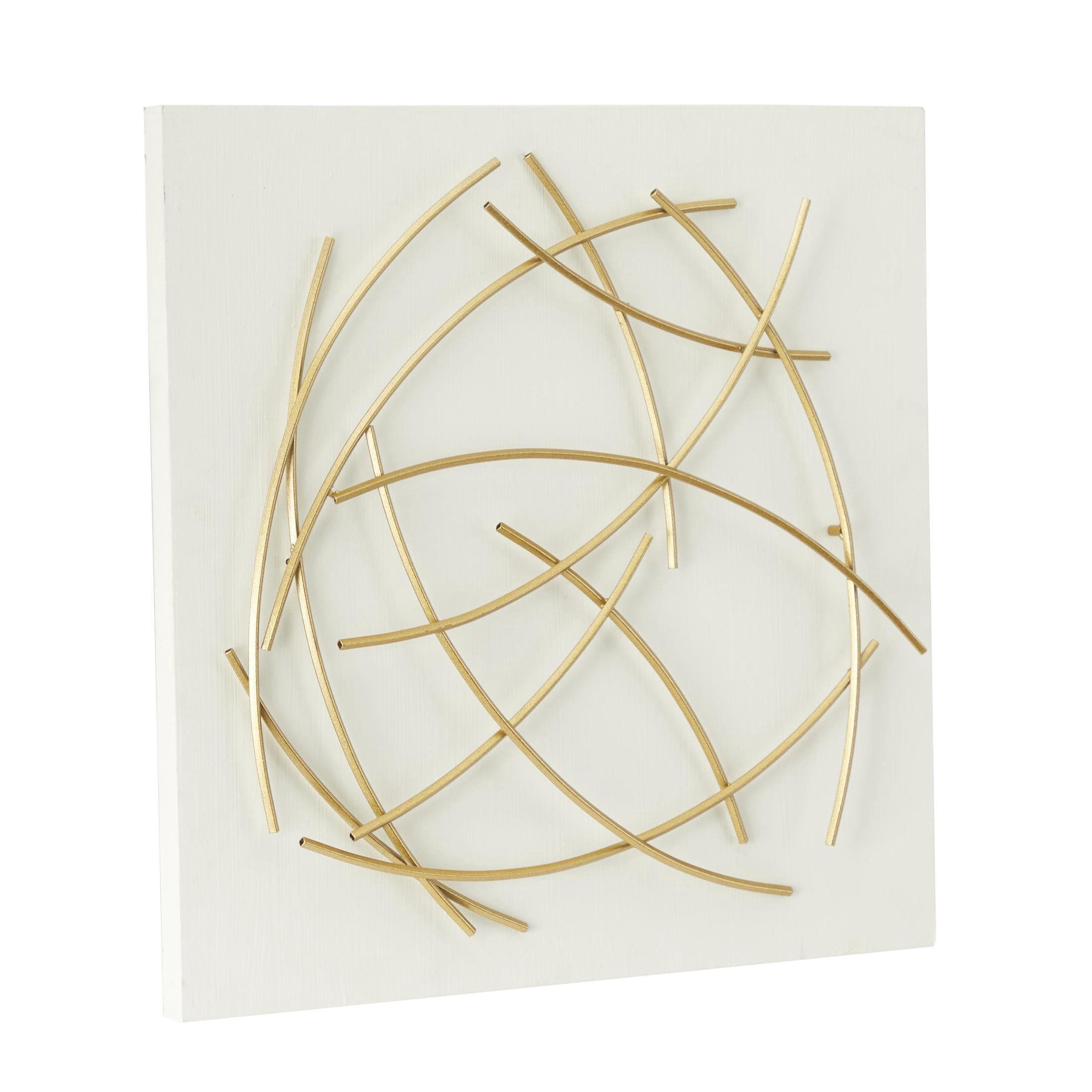 CosmoLiving by Cosmopolitan White Metal Overlapping Lines Abstract Wall Decor with White Backing