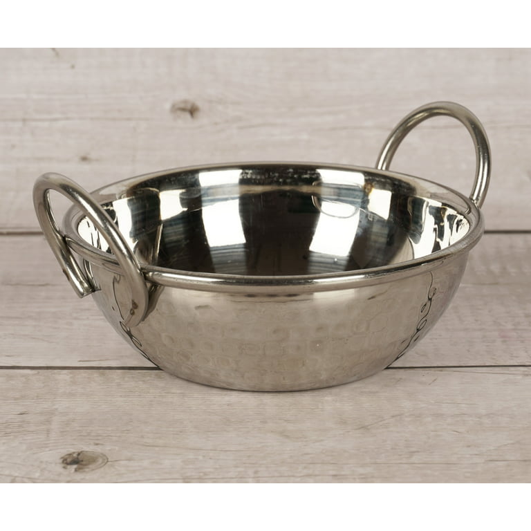 Trifri Stainless Steel Kadai With Handle Authentic Indian Hammered