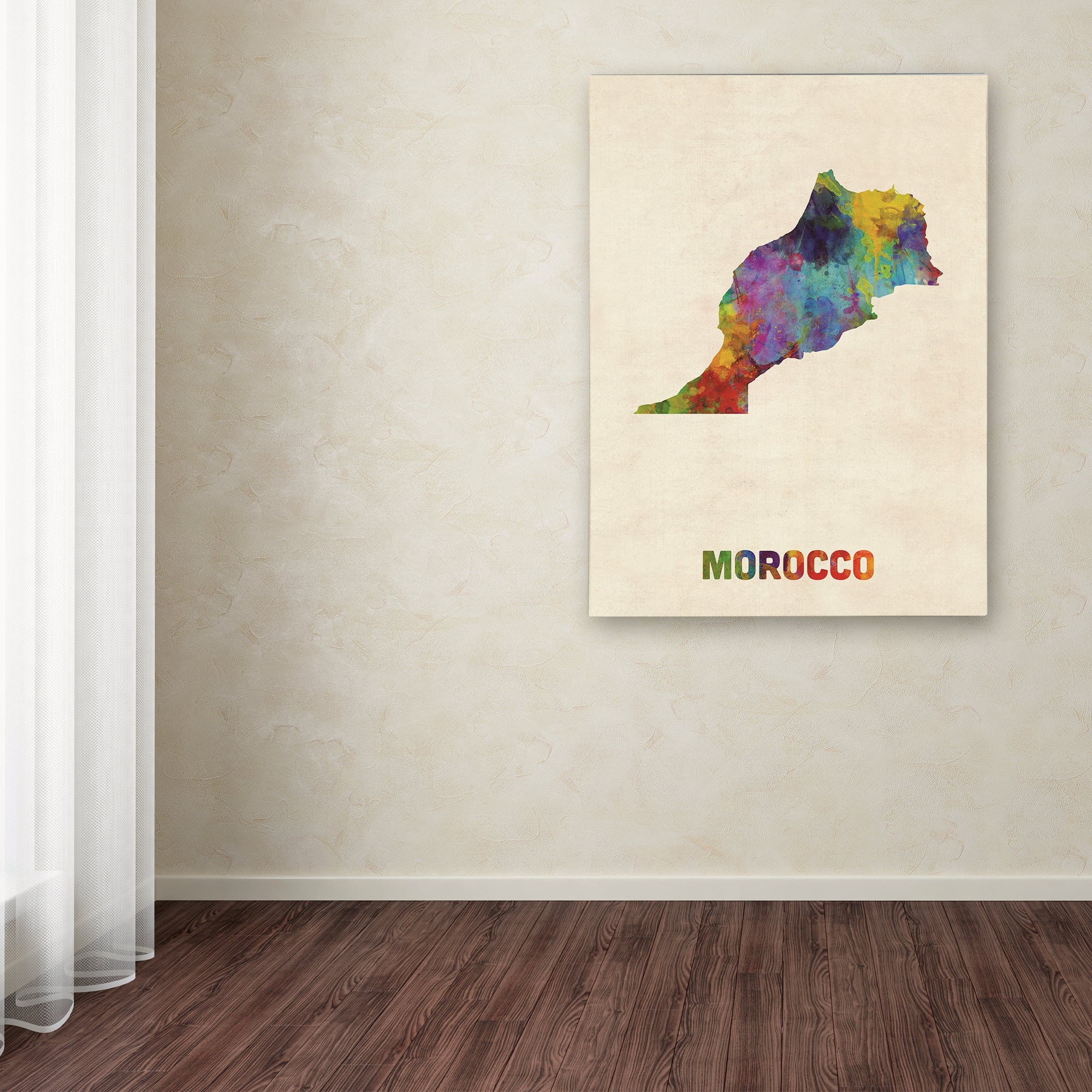 Trademark Fine Art 'Morocco Watercolor Map' Canvas Art by Michael Tompsett