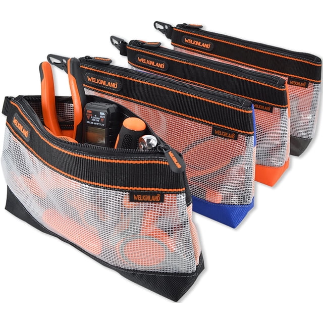 Juego de bolsas para herramientas WELKINLAND, transparentes, 4 piezas de 13 pulgadas con cremallera