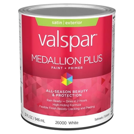 Valspar 028.0026000.005 1 qt. Medallion Acrylic Latex House Trim Paint & Primer, Satin & White