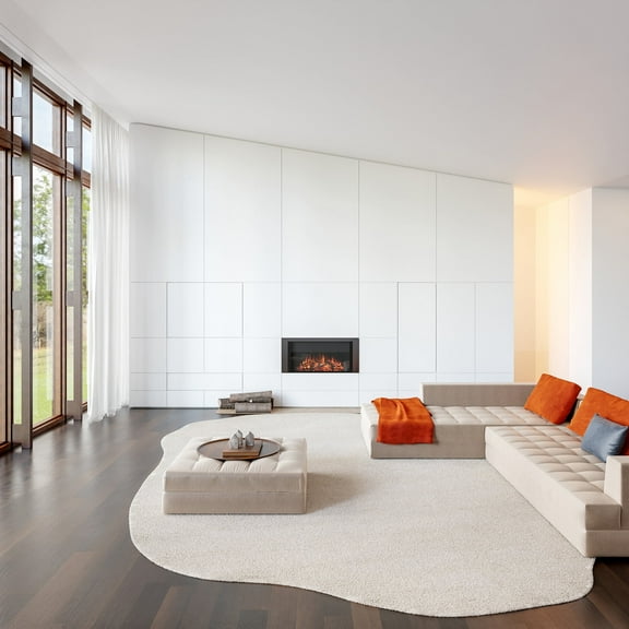 Rugs USA Clementime Modern Wool Area Rug, 7' 6" x 9' 6", Shaped, Clementime Ivory