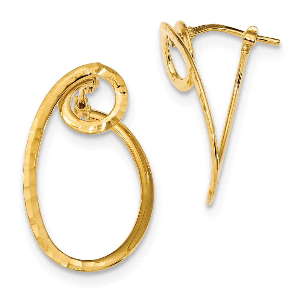 14k Yellow Gold Diamond-Cut and Twisted Tube Hoop Earrings - 30mm x ...
