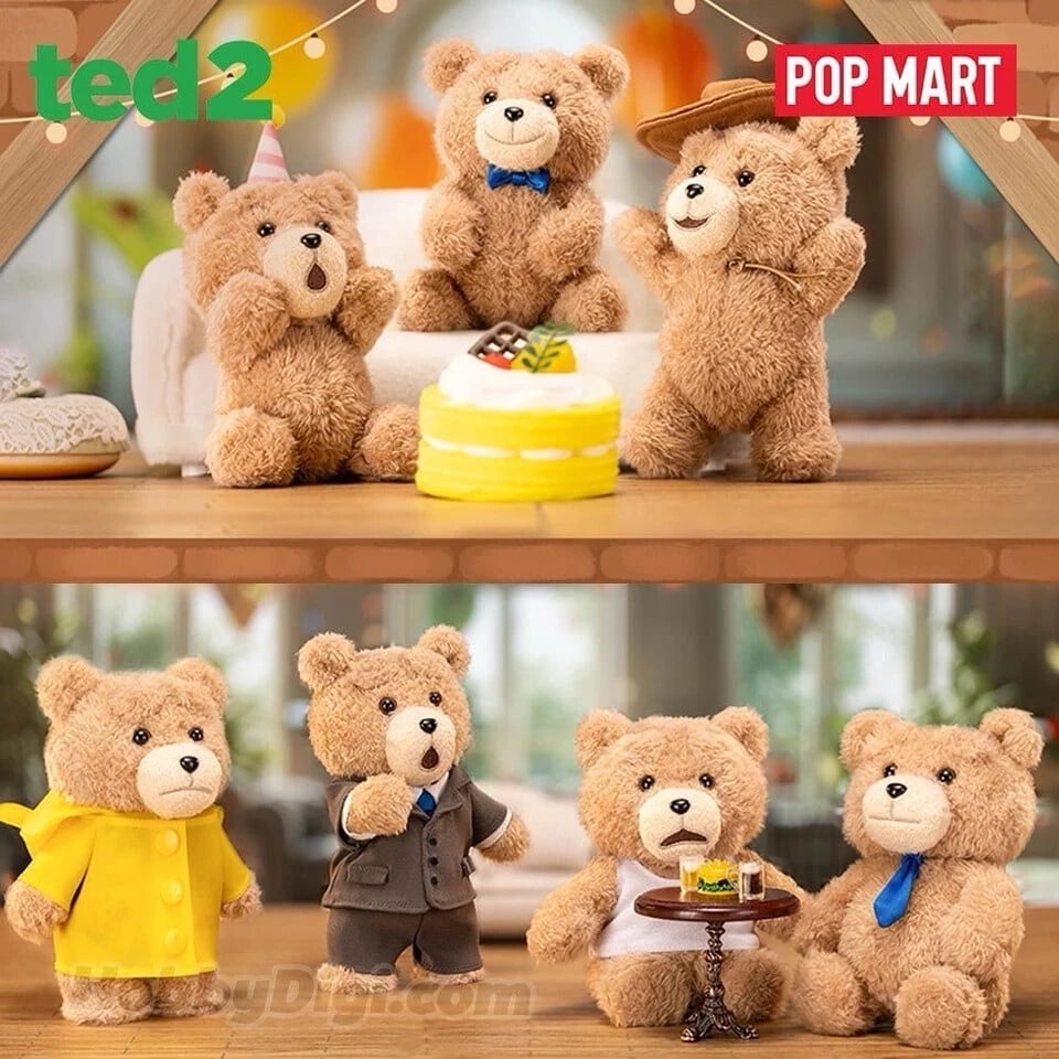 US Seller Pop Mart Ted2 Teddy Bear Action Plush Pendant Assortment Box