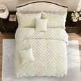 thumbnail image 4 of Blythease Oversized Velvet Quilt King 128x120 Extra Wide – Reversible Velvet Bedspread & Coverlet Set, 5 Piece Lightweight All Season Comforter Bedding, Geometric Diamond Quilted Design, Ivory, 4 of 7