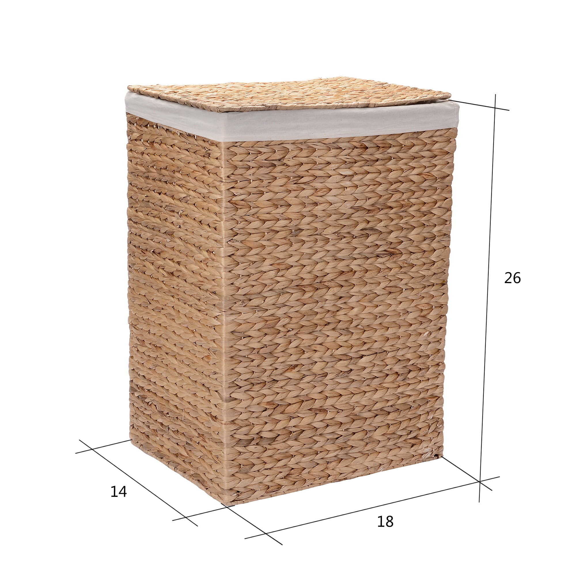 Villacera Set of 2 Handmade Water Hyacinth Wicker Laundry Hampers with Lids (Natural)
