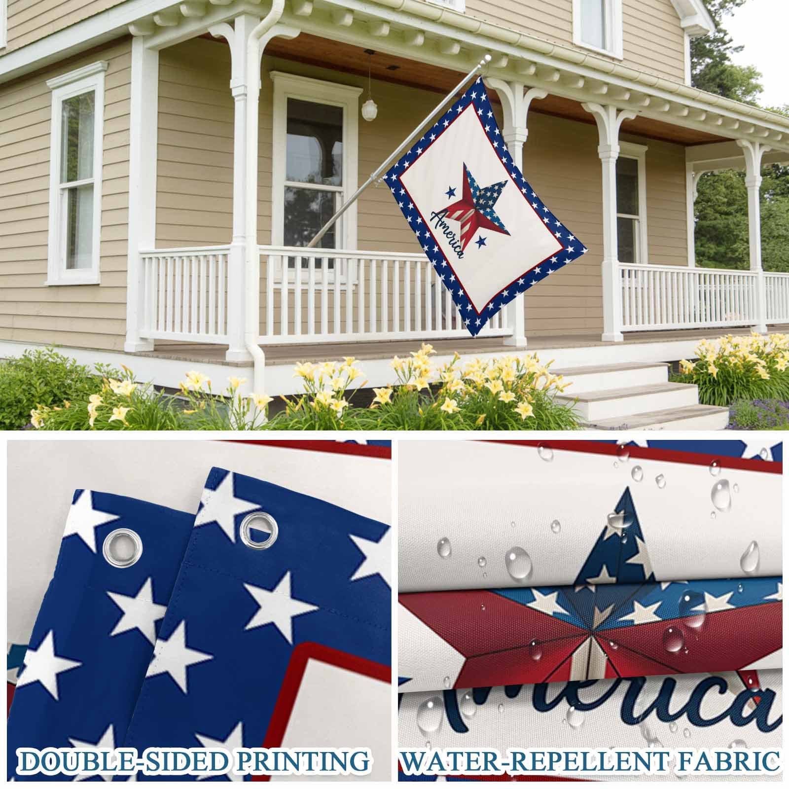 4th of July Flags for Outside 3x5 ft Stars USA Flag Outdoor Flags Double Sided Grommets House Banner Patriotic Red White and Blue Patio Yard Flag for Outdoor Party Porch Independence Day Decor