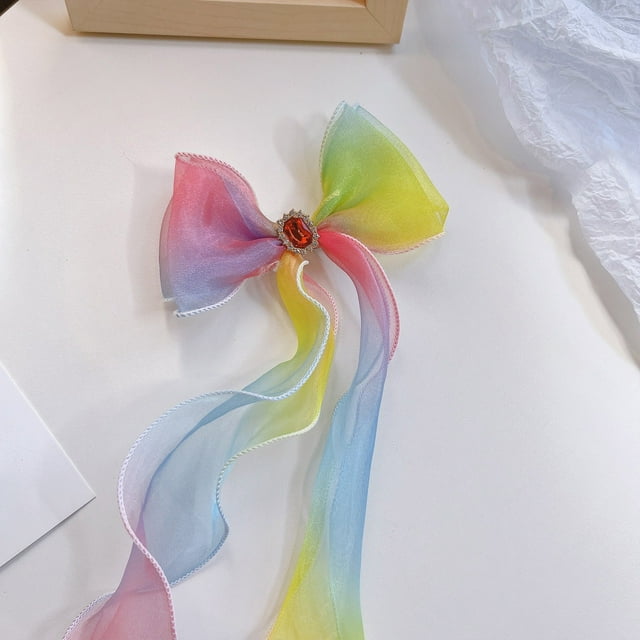 Fiudx Clip de Lazo de Malla, Diseño Ligero con Borlas de Cinta, Agarre Fuerte para Una Sujeción Segura, Decoración Versátil para El Cabello para Moños o Colas de Caballo, Perfecto para La Escuela o F