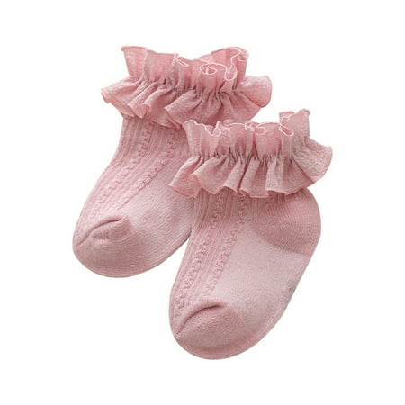 

ESASSALYY Baby Girls Princess Ruffle Socks Elastic Kids Crew Socks Walking Socks