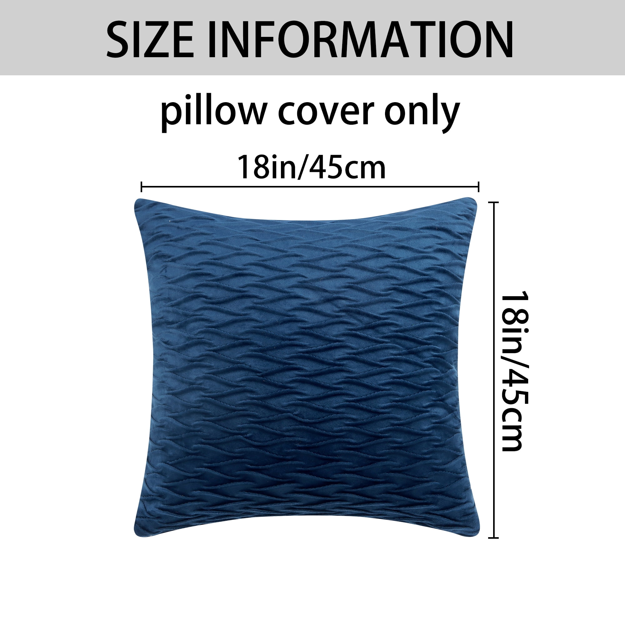 Unique Bargains 4 Solid Striped Square Decorative Throw Pillow Covers Textured Pillowcases Dark Blue 18" x 18"
