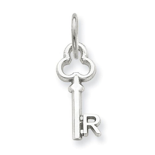 Pendentif Breloque Collier Monogramme Prénom Initiale Lettre R Délicat en Or Blanc 14k