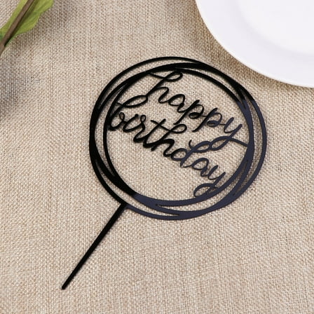 COSMOBETTY Black Acrylic Happy Birthday Cake Topper for Cupcake Decoration Party Supplies 3.5 x 5 Inches