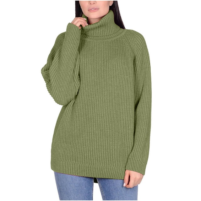 RKSTN Sweaters for Women Knitting Pullover Solid Color High Collar Loose Casual And Winter Sweater Fall Sweaters