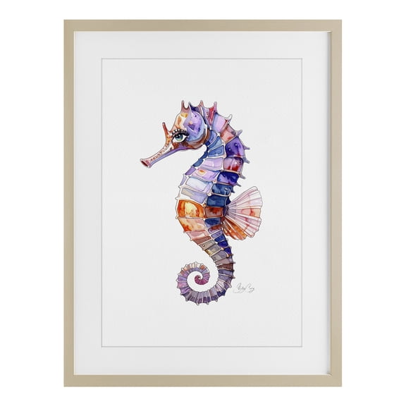 Stupell Industries Sea Whisper Seahorse Birch Framed Print Under Glass, design by Shelly Craig