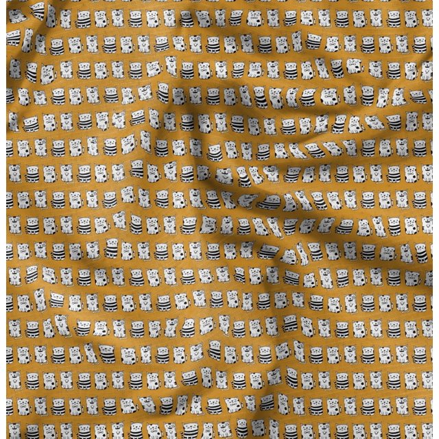 Soimoi Tissu Popeline de Coton Imprimé Animal Chat au Mètre 42 Pouces de Large