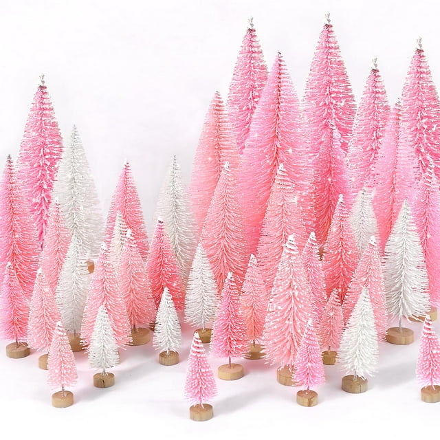 Miniárboles de Navidad artificiales Hatisan con base de madera, 30 unidades