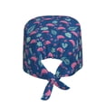 thumbnail image 2 of Kdxio Plants And Flamingos Pattern Turban Hat for Women Men Comfortable Adjustable Cleaning Working Cap with Sweatband, 2 of 8