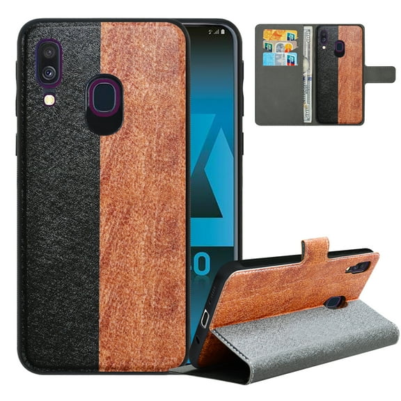 Labanema Samsung Galaxy A40 2019 Case with Kickstand, 2 in 1 Detachable Magnetic Protective Folio Flip Cover for Samsung Galaxy A40 2019 (Black Brwon)