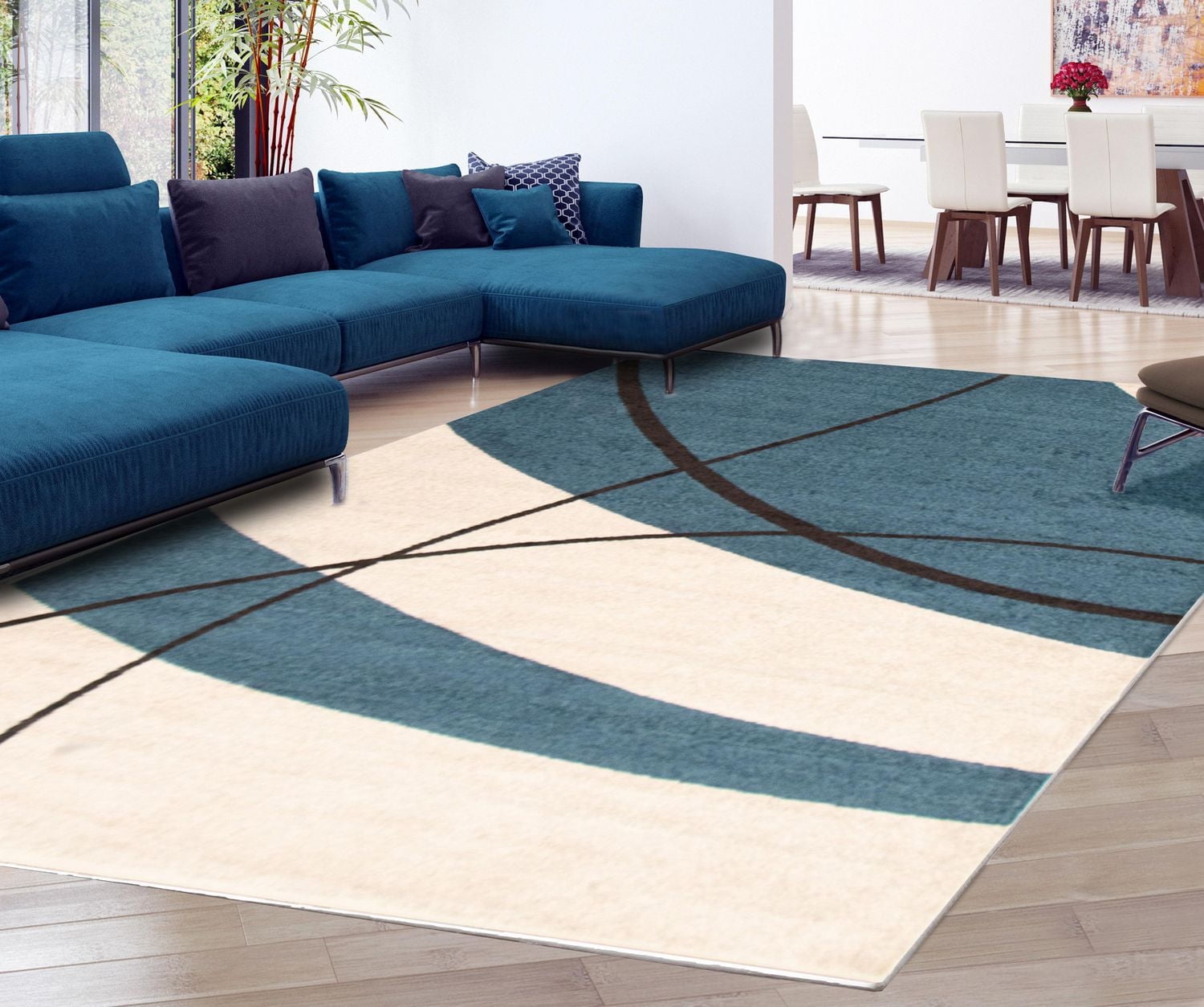 ECARPET Contemporary Area Rug, Swirl Lines Abstract Carpet Cosi Collection