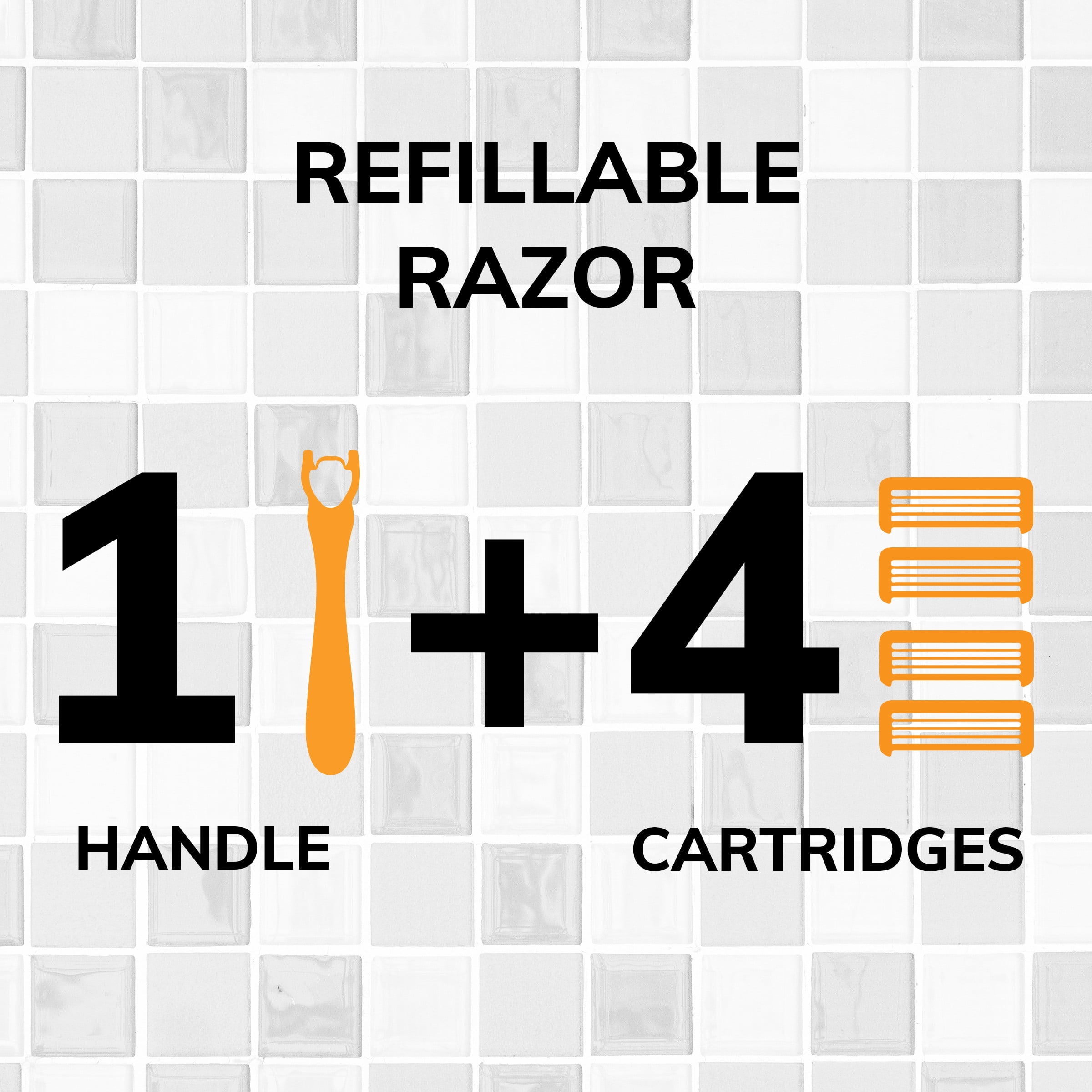 BIC Flex 4 Refillable Men's Razors, 1 Handle and 4 Cartridges With 4 Blades, 5 Piece Set