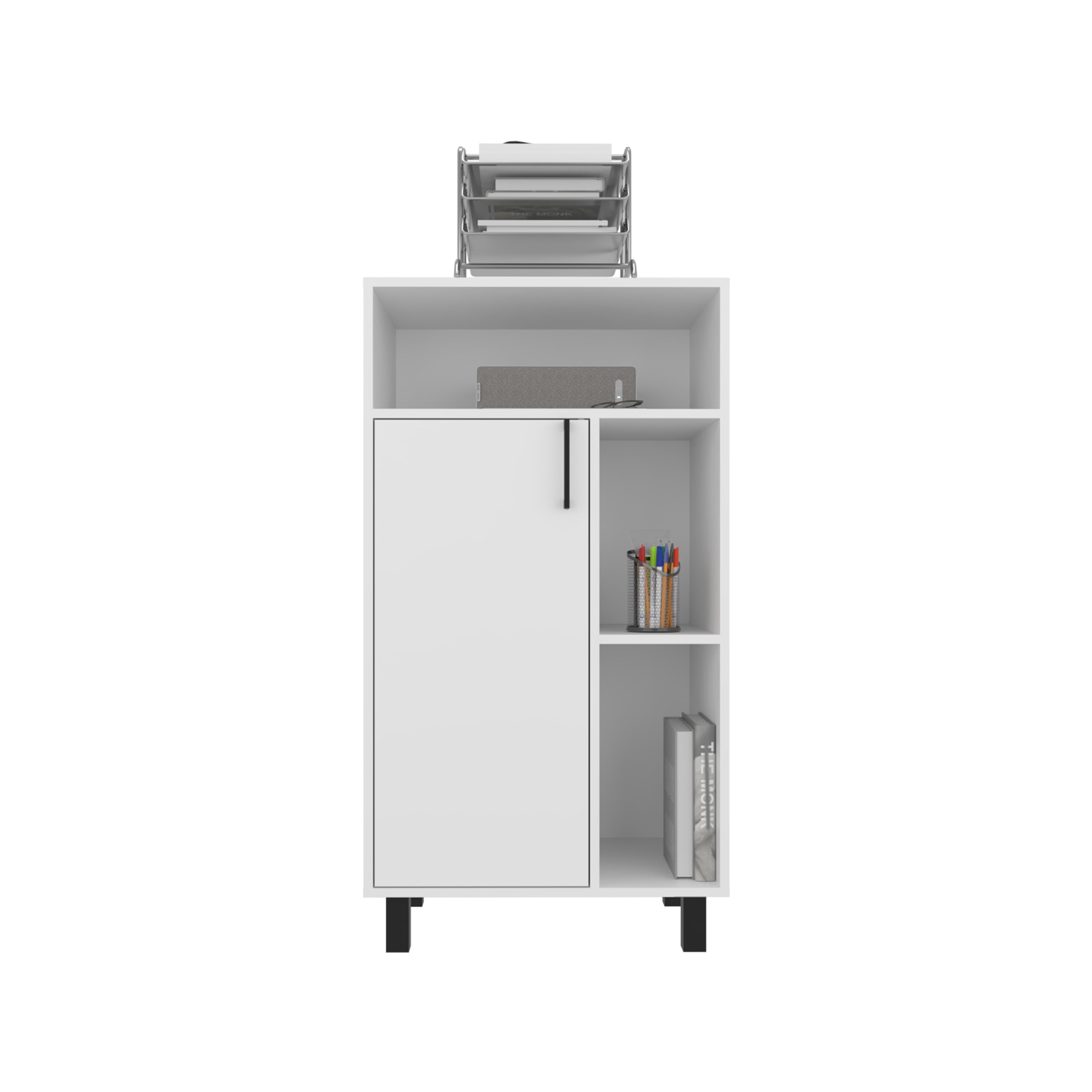 Base Cabinet, 1 Door, 3 Shelves, 4 Legs, White