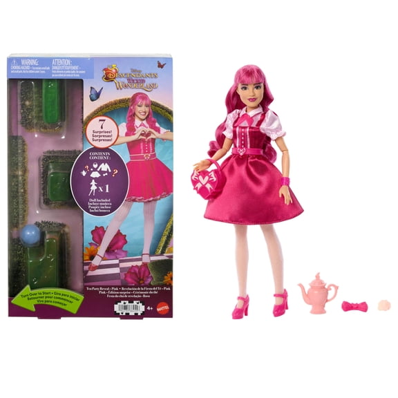 Disney Descendants: Wicked Wonderland Tea Party Reveal with 7 Surprises, a Pink Fashion Doll & Accessories