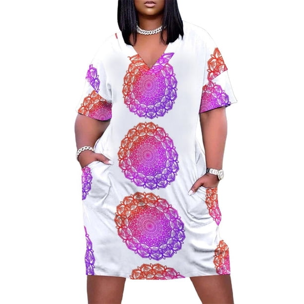 Vestido de bolsillo suelto con diseño de mandala ombré para mujer, vestidos formales para ocasiones especiales, vestidos de verano para mujer, ropa de mujer
