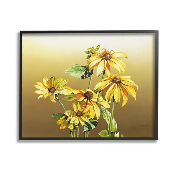 Stupell Industries Drooping Daisy Petals Botanical & Floral Painting Black Framed Art Print Wall Art, 14 x 11