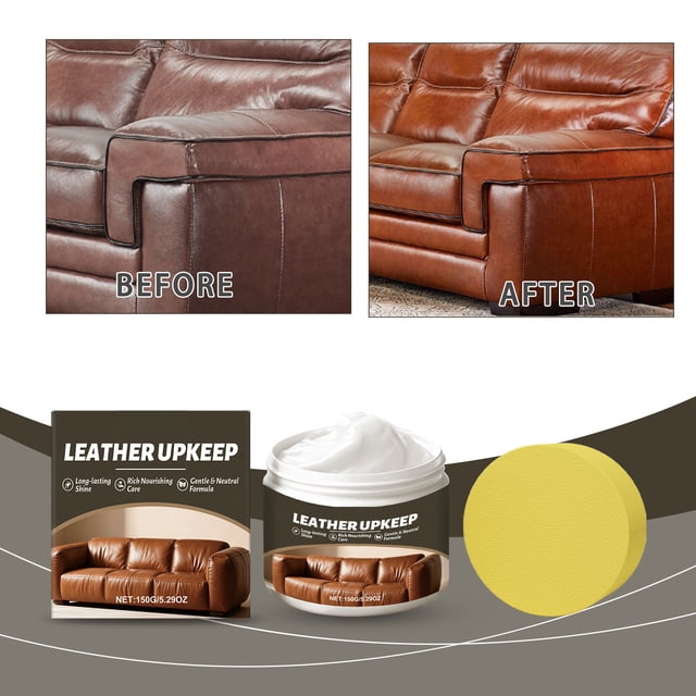 Leather Care Cream, Shoe Polish for Leather, Colourless Leather Grease, Leather Couch Care, Shoe Wax with Sponge, Waterproof Leather Protector, Intensive Leather Care