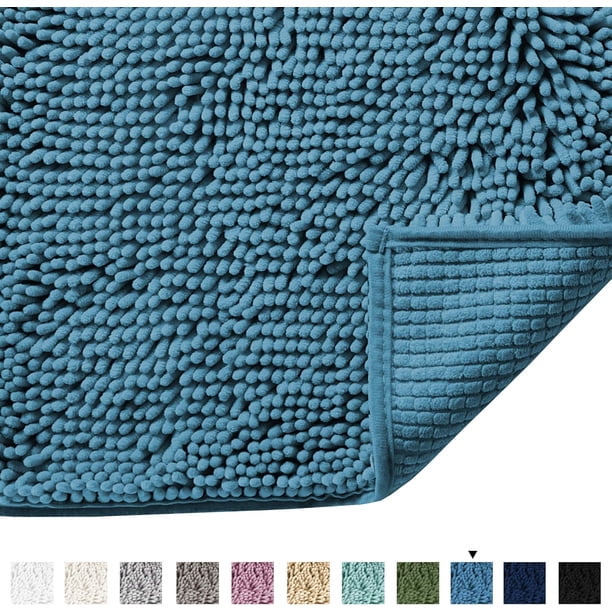 Alfombra de baño de chenilla, gris, lujosa, cómoda y de secado rápido, alfombrilla de baño de microfibra para el suelo del baño, antideslizante y extra absorbente, perfecta para la experiencia de spa