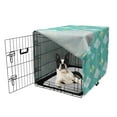 thumbnail image 5 of Clouds Dog Crate Cover, Repetitive Nimbus Raindrops Autumnal Weather Illustration, Easy to Use Pet Kennel Cover Small Dogs Puppies Kittens, 7 Sizes, Turquoise Mint Green, by Ambesonne, 5 of 6
