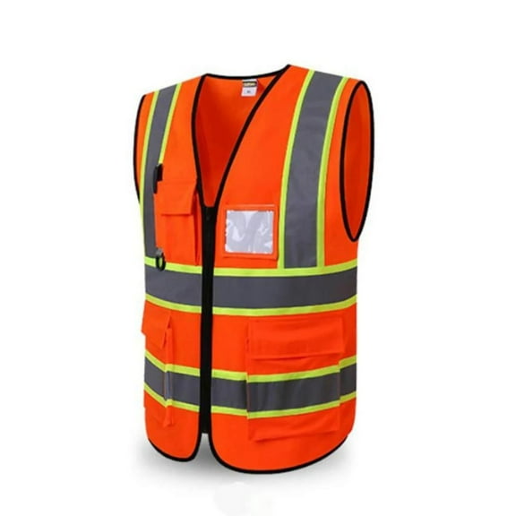Homiegear High Visibility Reflective Safety Vest | High Visibility Security Vest | Work Construction Vest (Orange, XL)