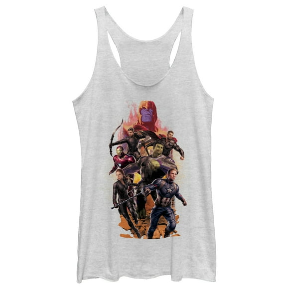 Women's Marvel Avengers: Endgame Heroes Until the End  Racerback Tank Top White Heather Medium