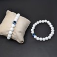 thumbnail image 4 of Jewel Harbour Couple Evil Eye Bracelets – White Beaded Stretch Bracelets Set of 2 | For Protection, Connection & Love, 4 of 4