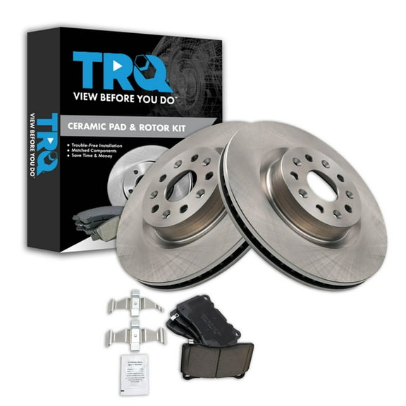 TRQ Front Brake Pad & Rotor Kit Brake Pads Brake Rotor Ceramic Fits Select 2016-2018 Cadillac CT6 2014-2018 CTS
