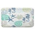Nautical Coastal Bath Rugs, Starfish Coral Seahorse Conch Ocean Themed Bath Mats for Bathroom